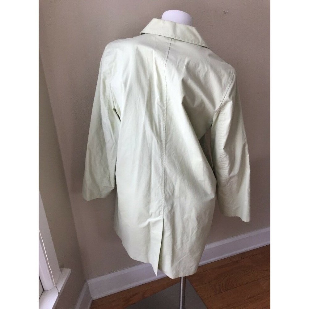 EILEEN FISHER Light Green Cotton Long Trench Coat - Picture 5 of 8